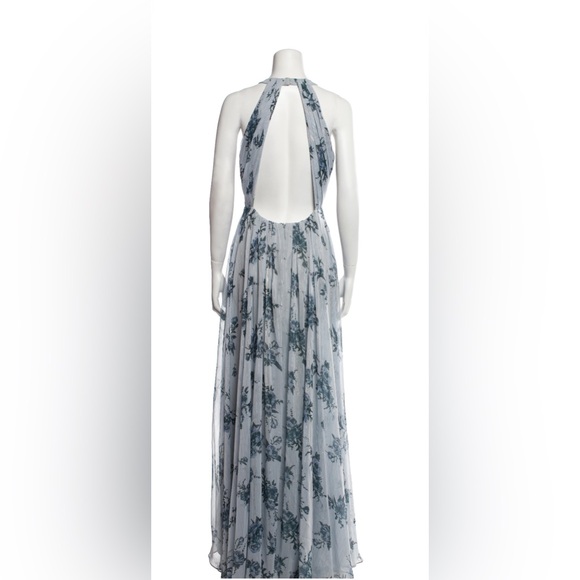 Marchesa Notte • Blue & Silver Floral Maxi Dress with open back • size 6 - Picture 3 of 16